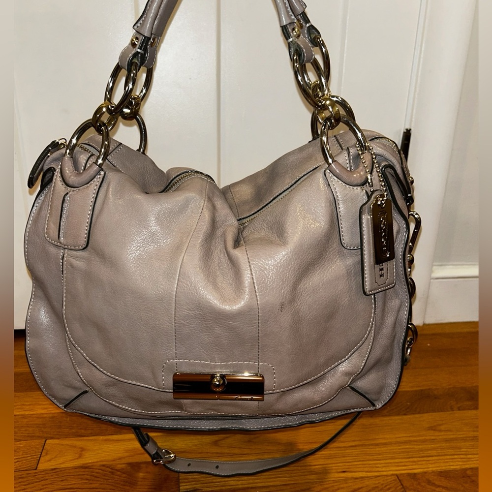 Vintage Coach 16808 Krilth Hobo Champagne Leather Convertible Purse